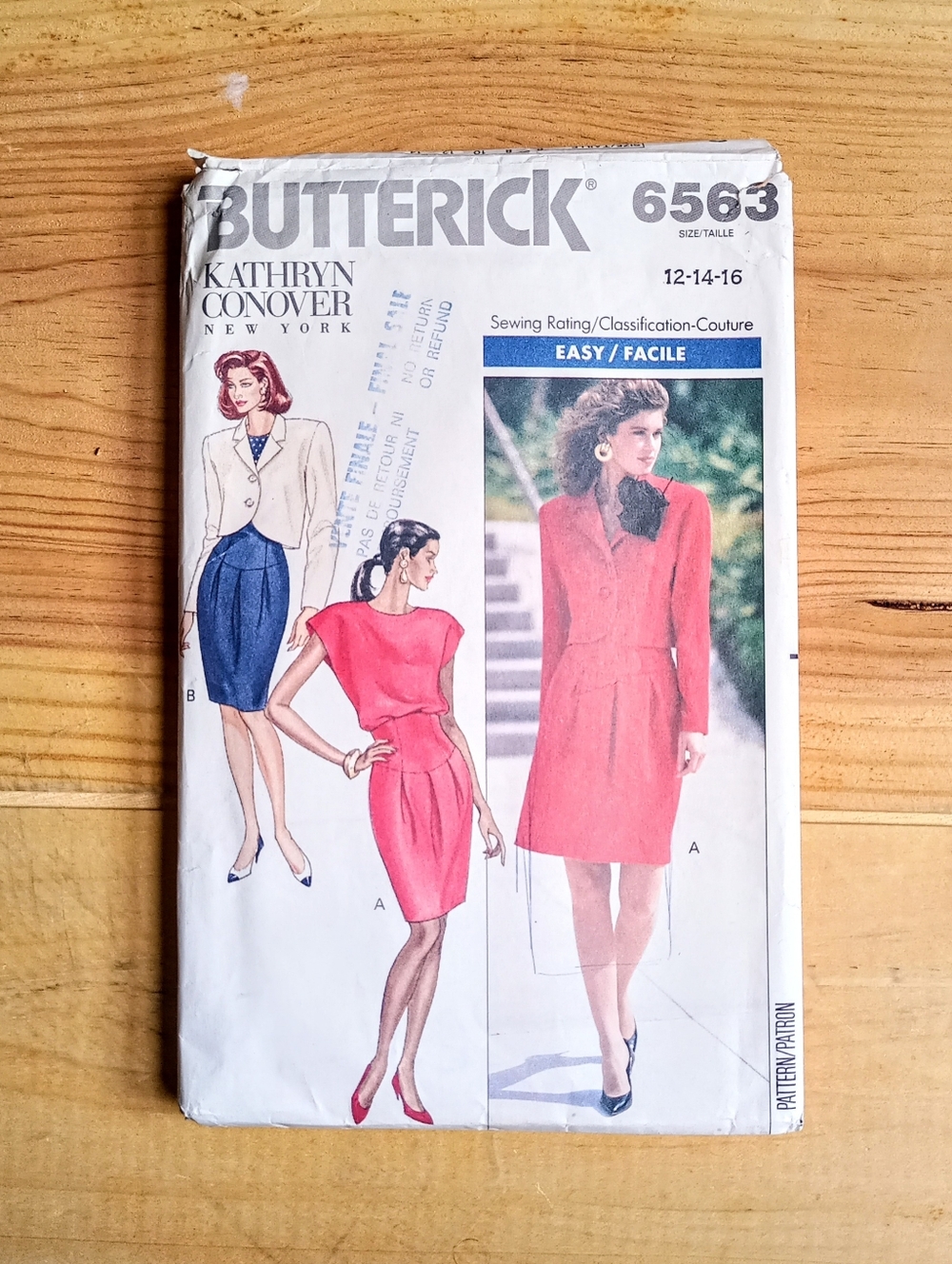Butterick Kathryn Conover New York  #6563 Sewing Pattern Size 12-14-16 Cut At 14